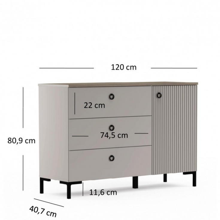 Комод DOMINICA 1d3s taupe / дуб silverjack