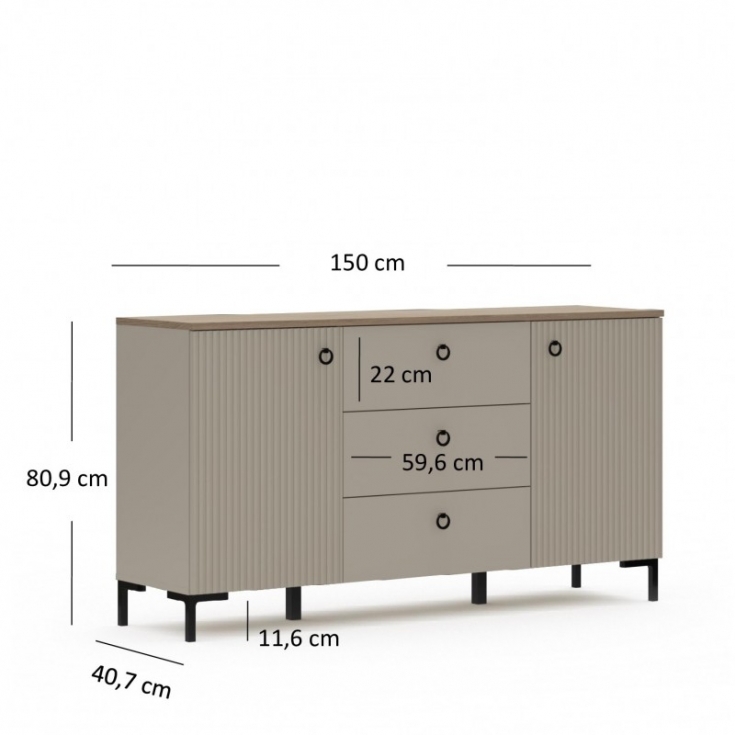 Комод DOMINICA 2d3s taupe / дуб silverjack